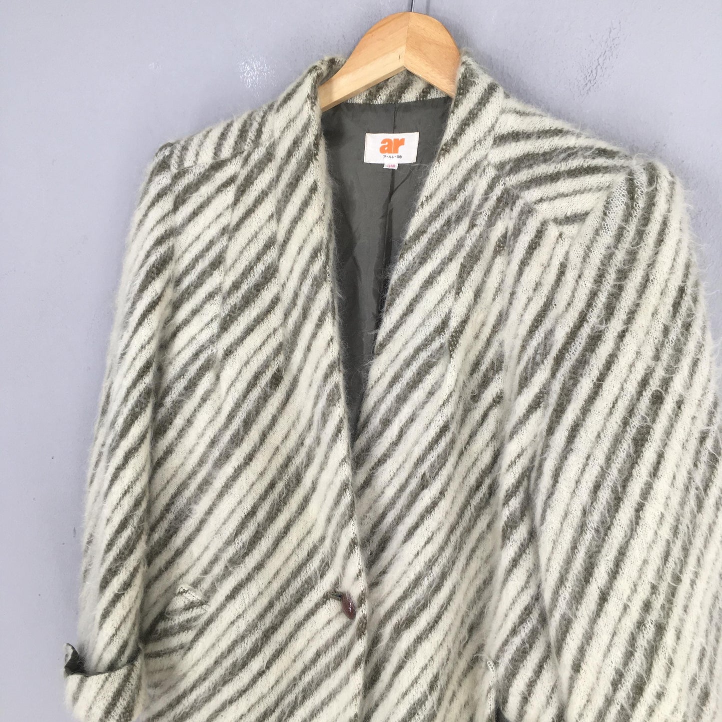 AR Japan Japan Striped Zebra Mohair Button Jacket Medium
