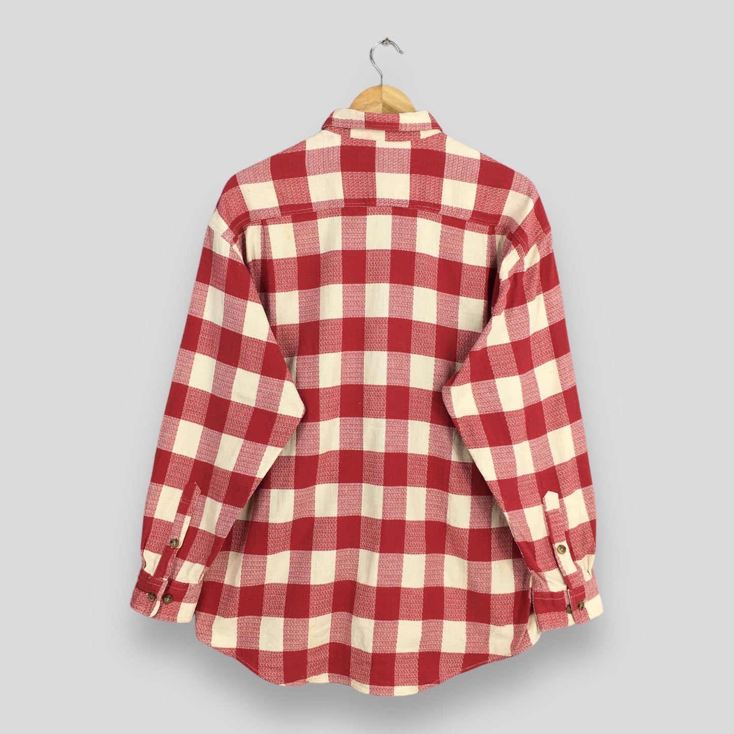 Tartan Checkered Red Western Shirt Large