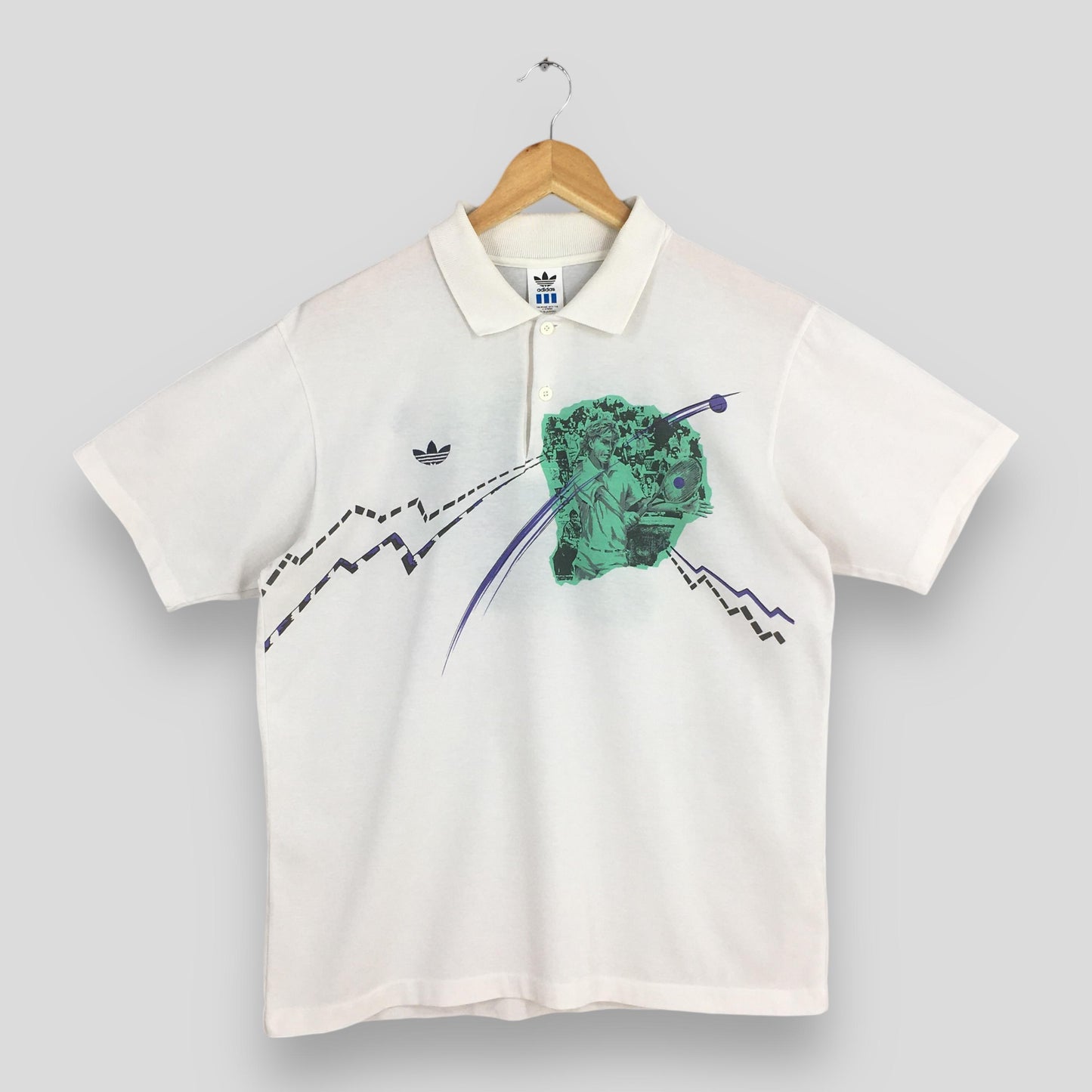 Adidas Trefoil White Polo Shirt Medium