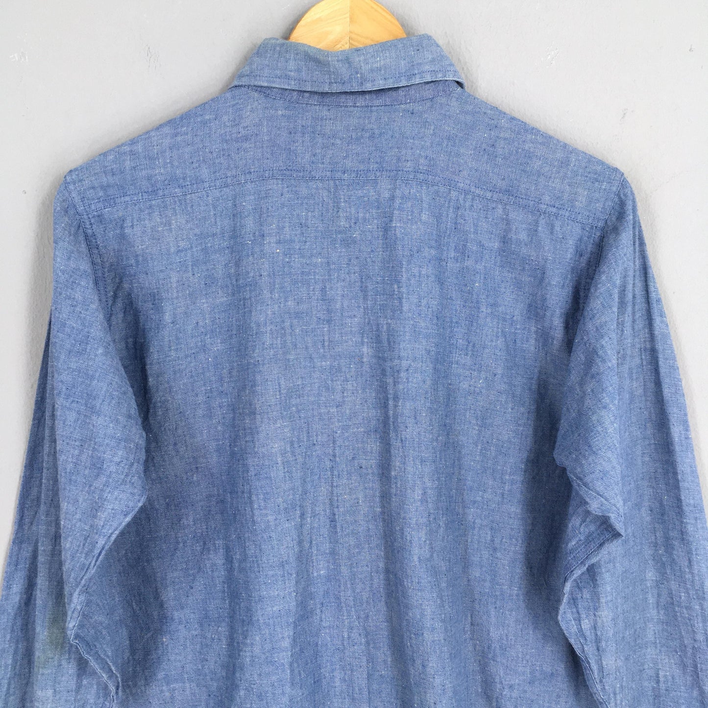 Plain Flannel Chambray Cotton Shirt Medium