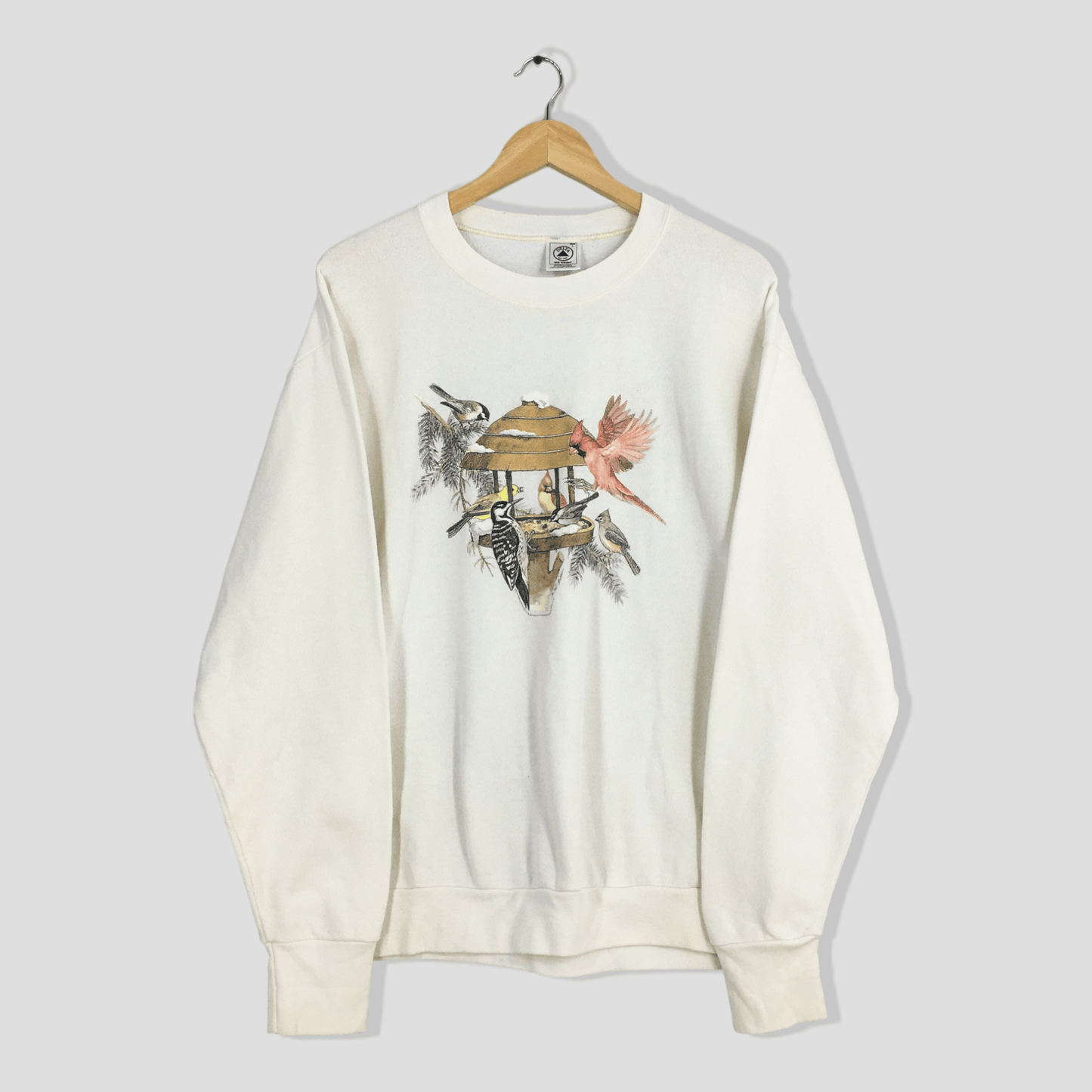 Cardinal Bird White Sweatshirt Large