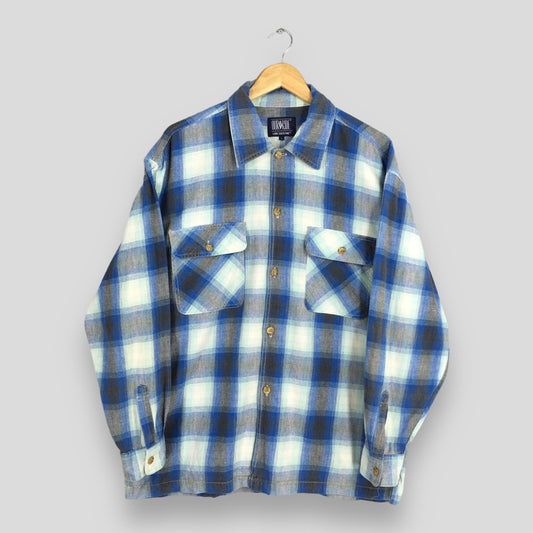 Plaid Shadow Blue Flannel Shirt Large