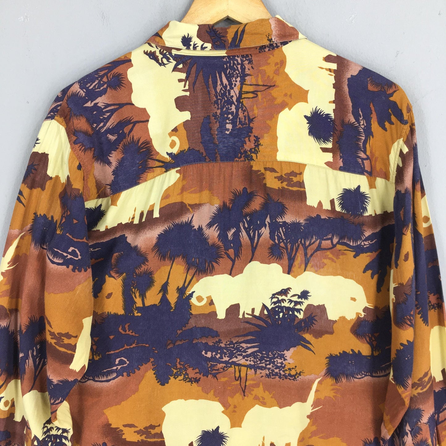 Jungle Abstract Rayon Shirt Large