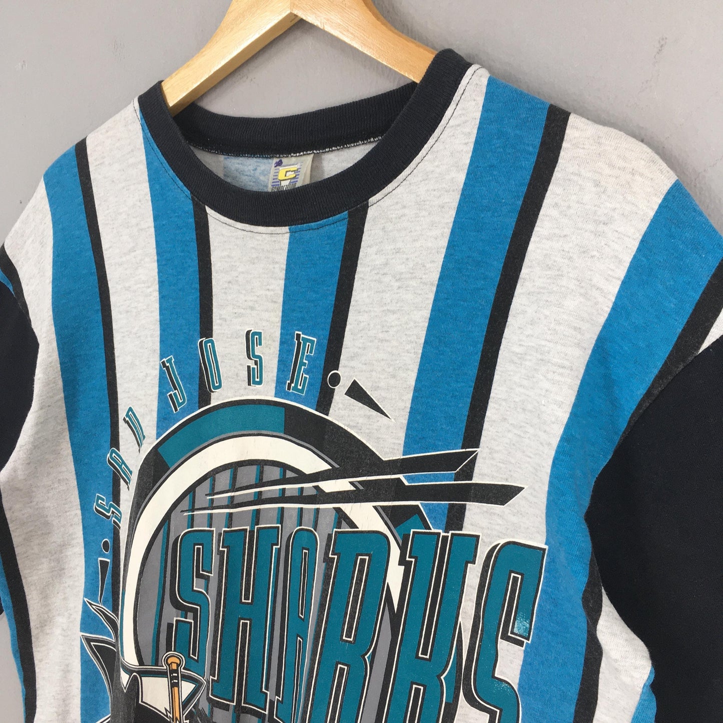 San Jose Sharks NHL Striped Tshirt Small