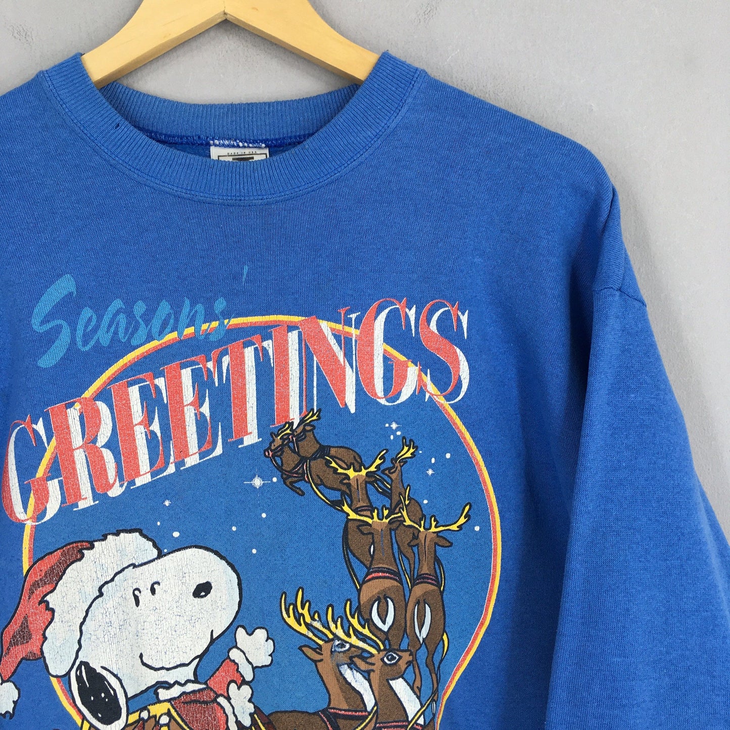 Peanuts Snoopy Christmas Blue Sweatshirt Medium