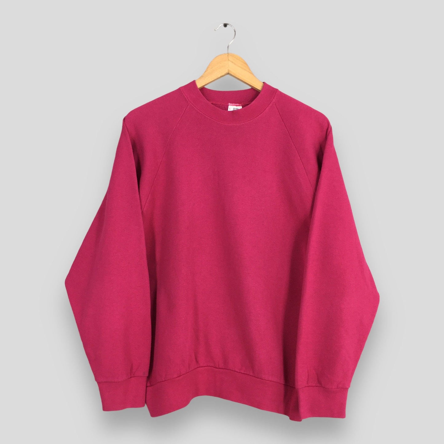 Fruit Of The Loom Pink Plain Sweatshirt Large