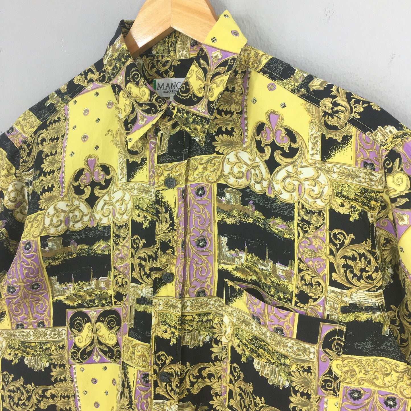 Mancini Novelty Baroque Pattern Silk Shirt Medium