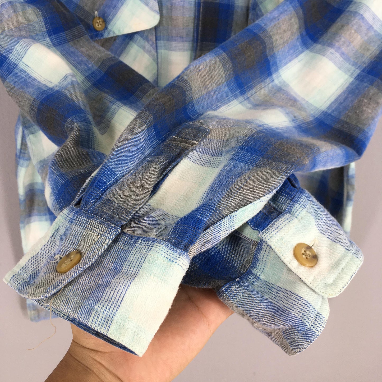 Plaid Shadow Blue Flannel Shirt Large