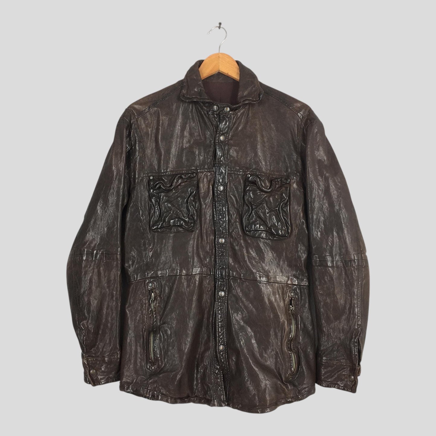 Japanese Designworks Sheepskin Brown Leather Jacket Medium