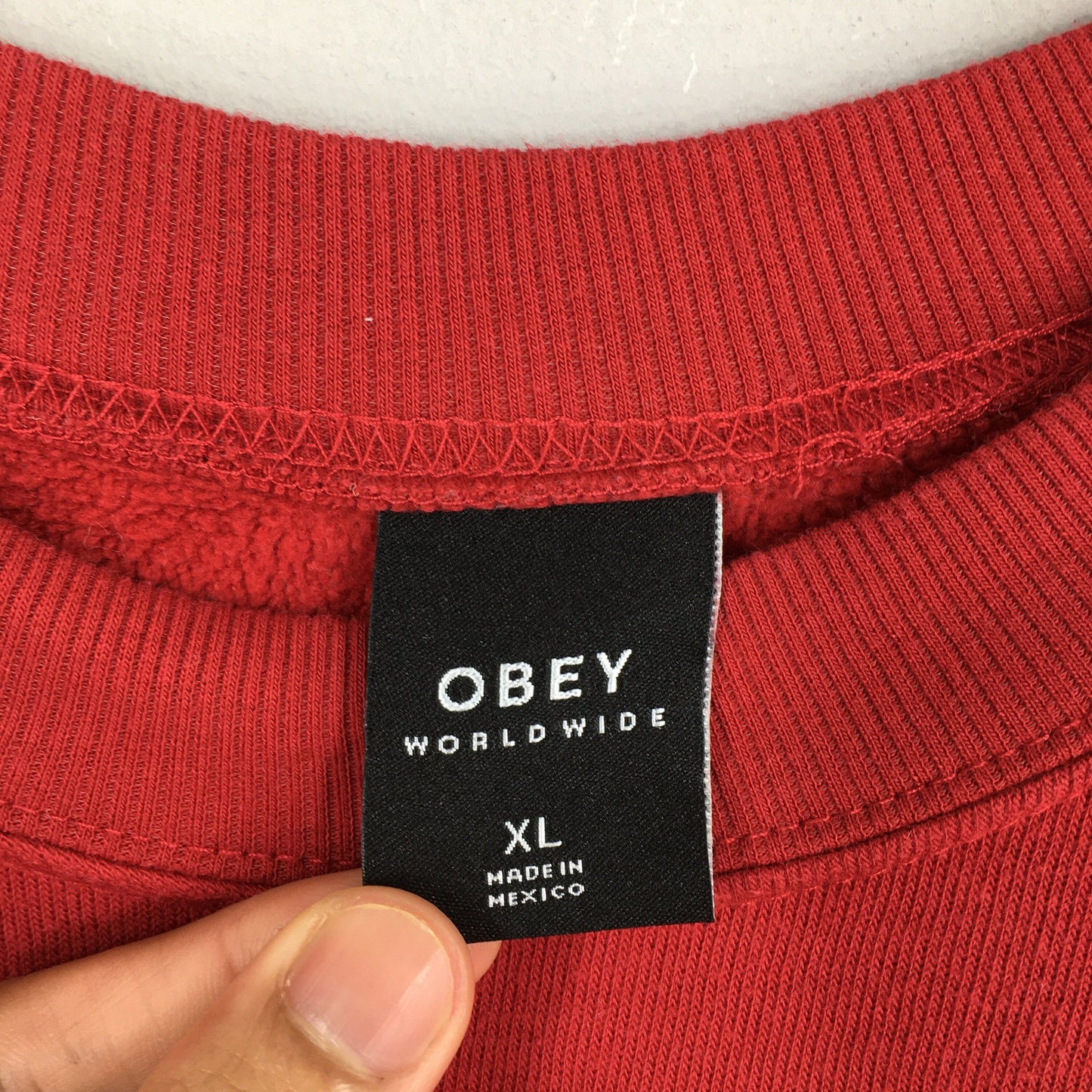 Obey Worldwide Logo Red Sweatshirt XLarge