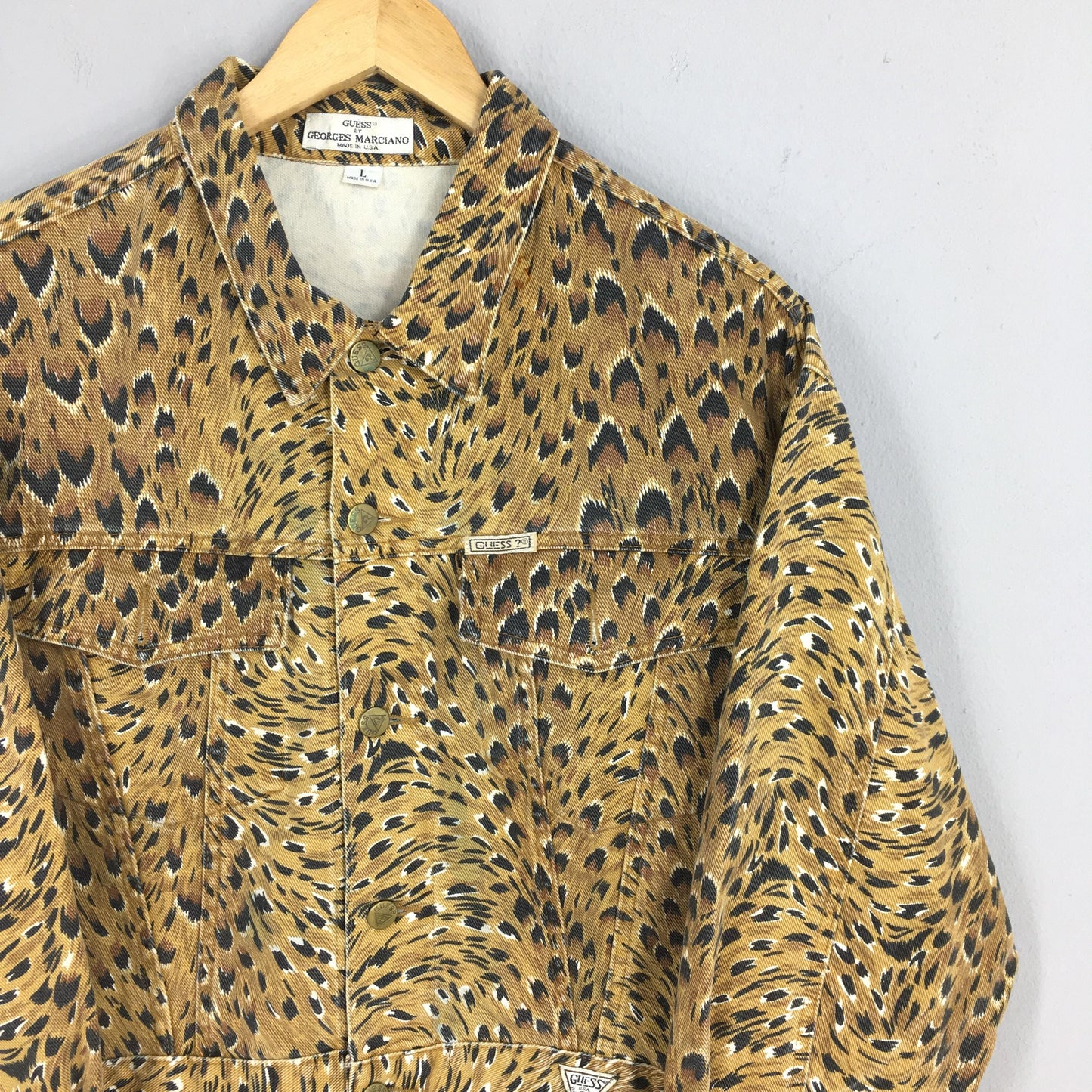 Guess Jeans Leopard Printed Denim Jacket Large