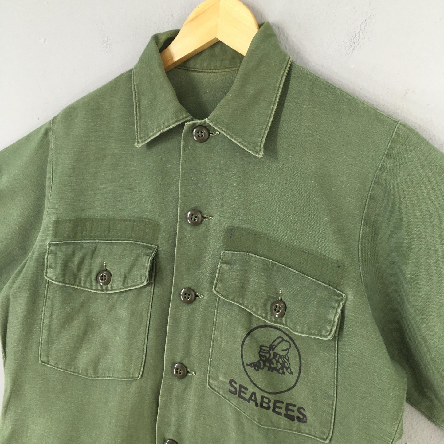 70s OG Us Olive Green Fatigue Shirt Medium