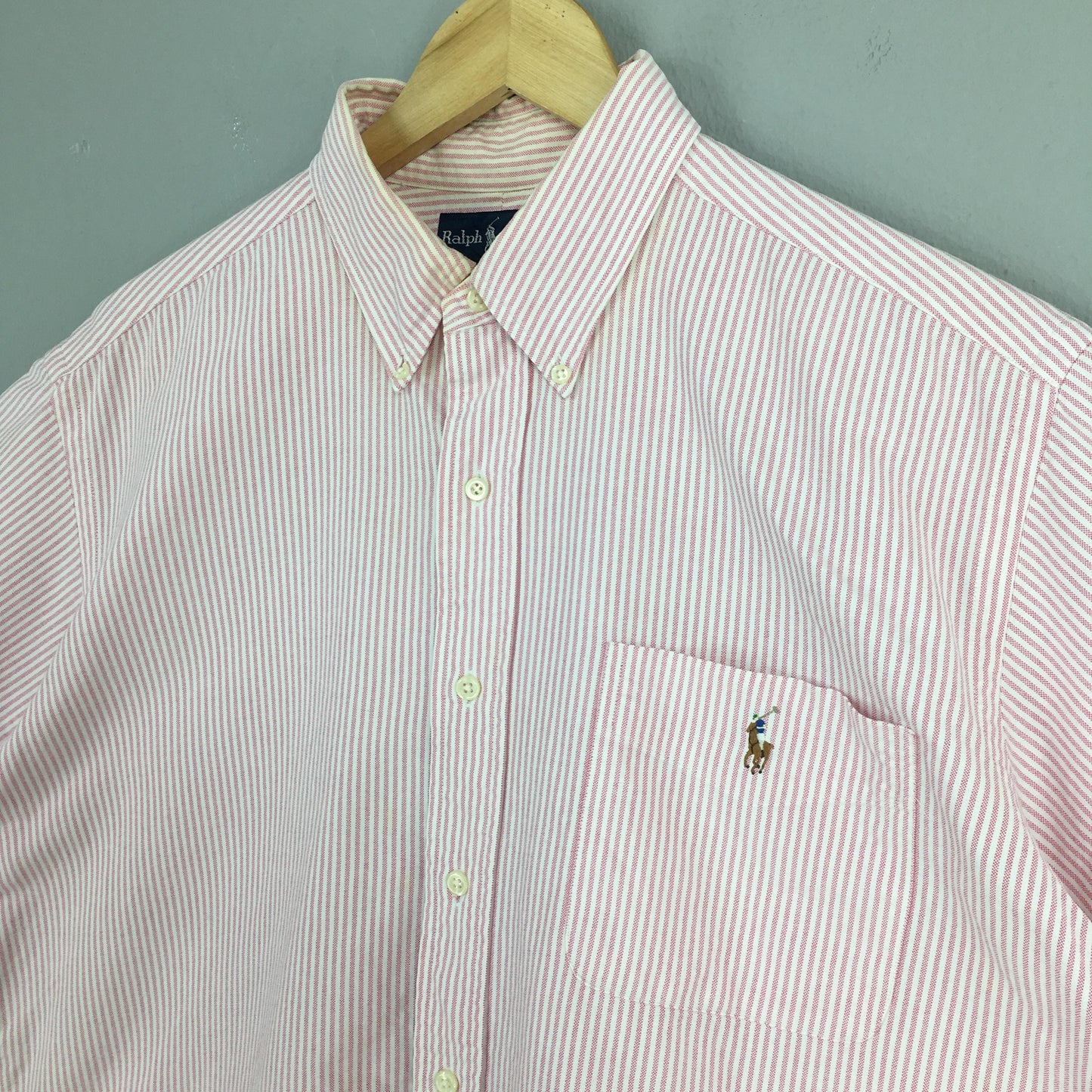 Polo Ralph Lauren Vertical Pink/White Striped Shirt Large