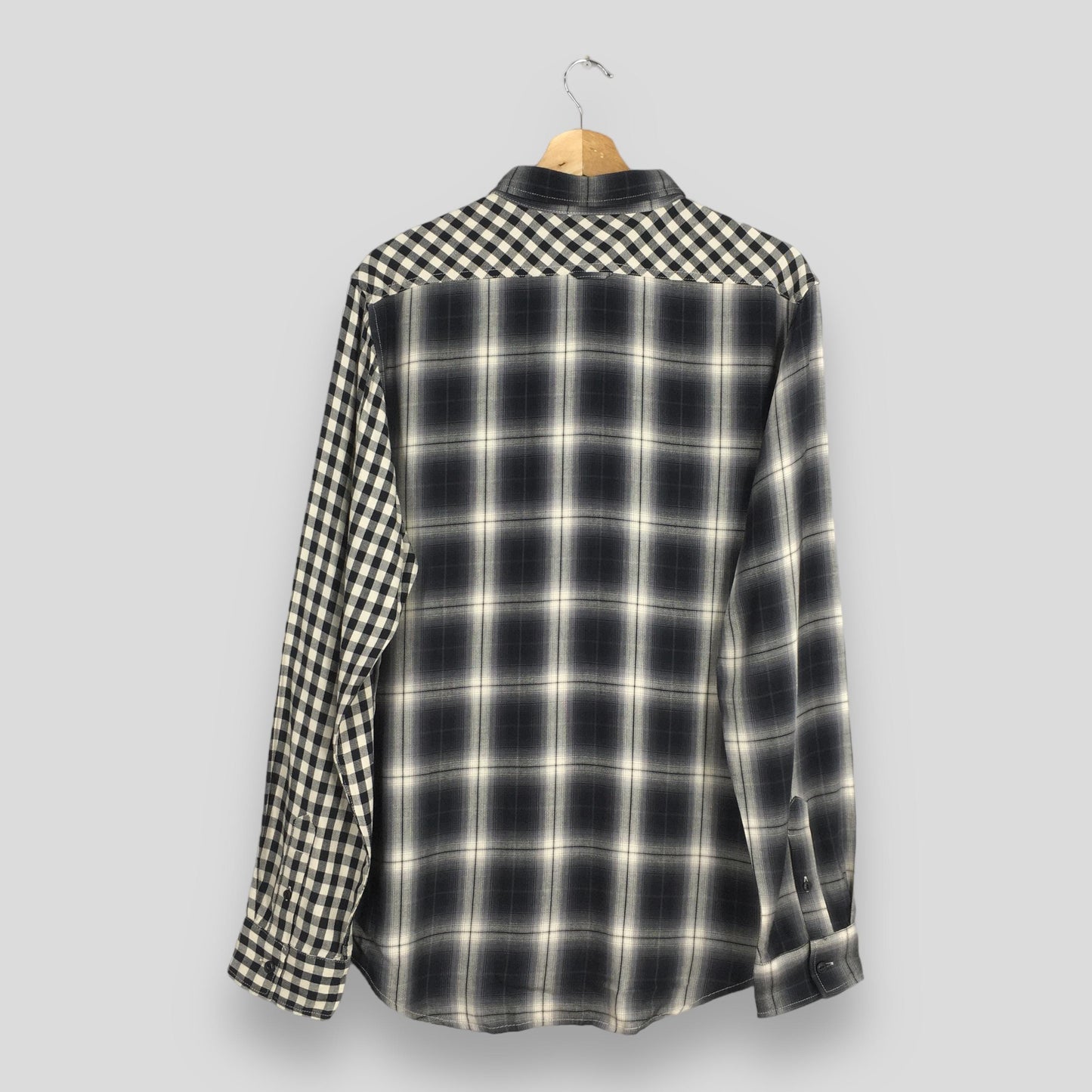 Semantic Design Plaid Shadow Checkered Multicolor Rayon Shirt Large