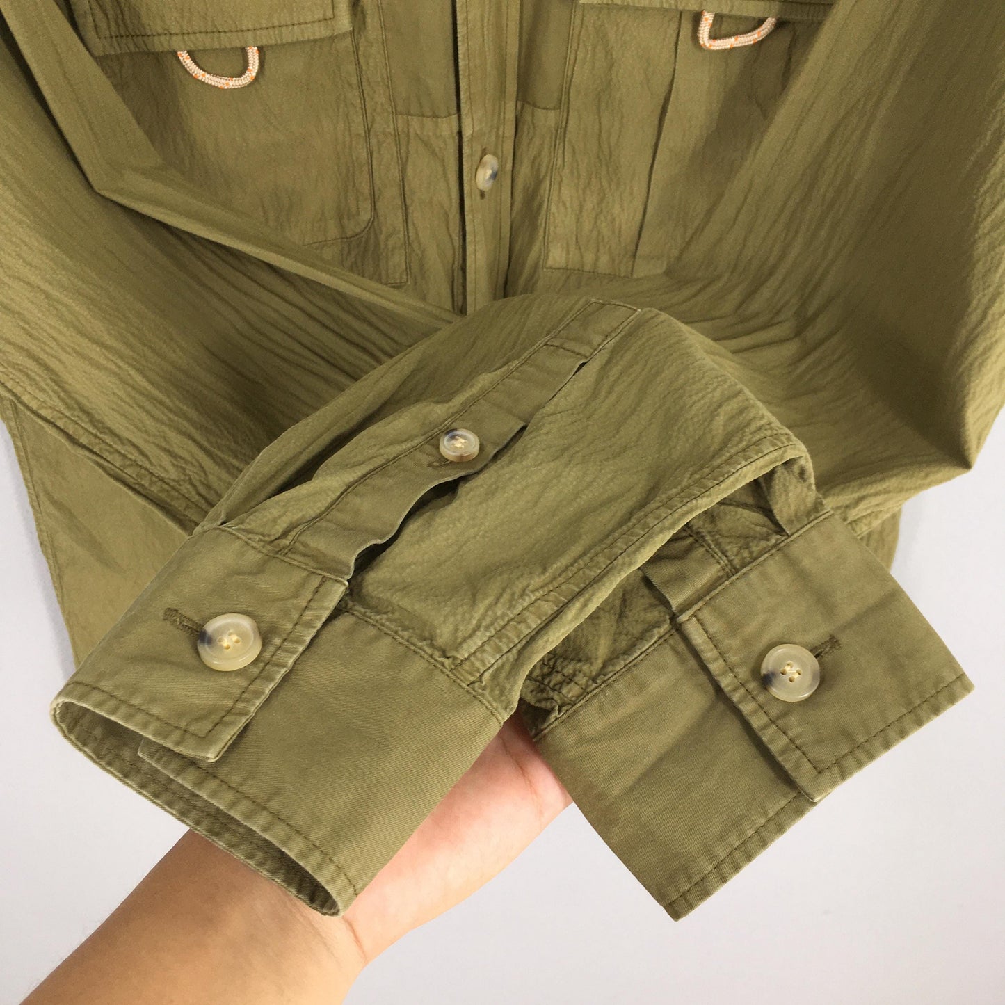 Acne Studios Olive Green Pleated Shirt Medium