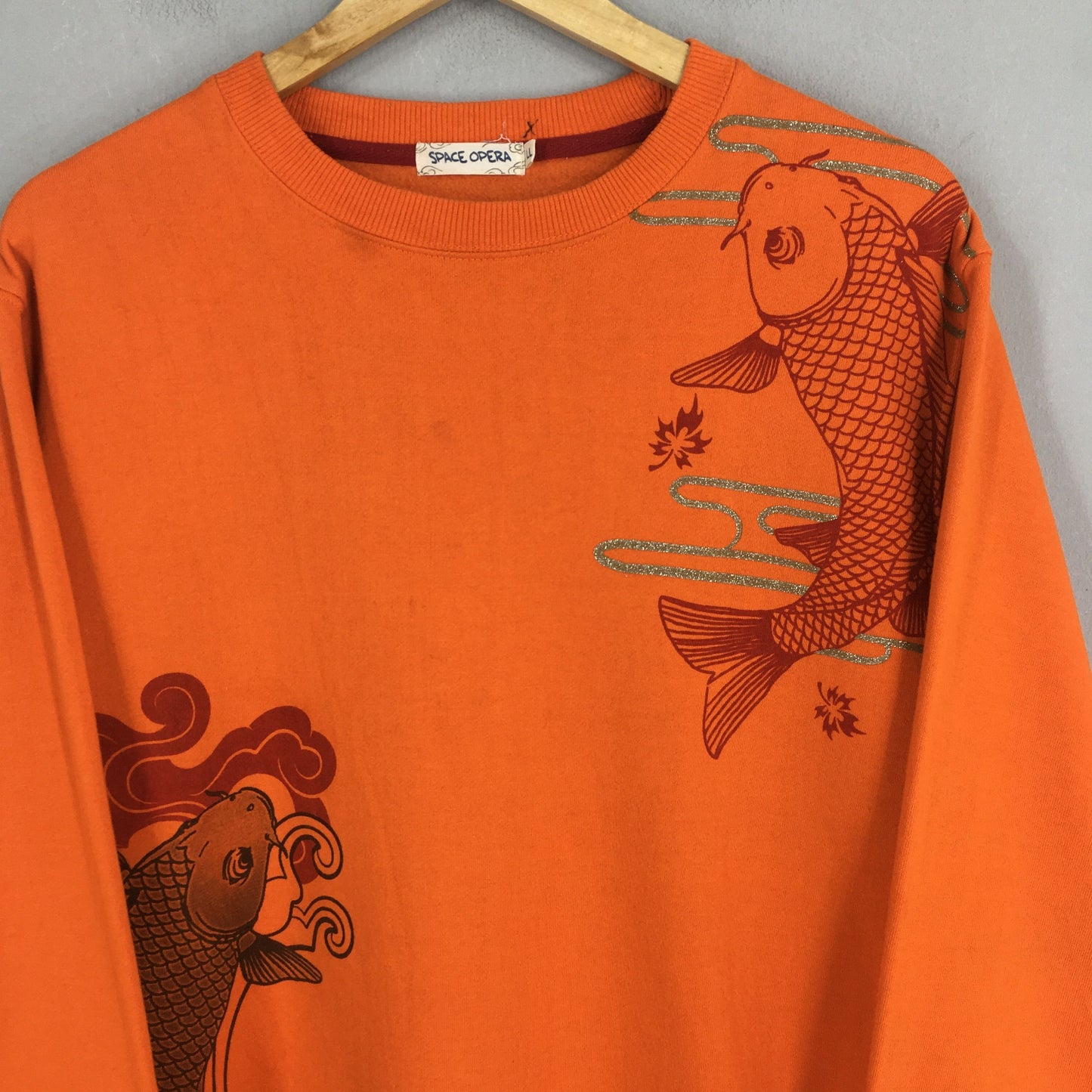 Fish Koi Sukajan Japan Orange Sweatshirt Large