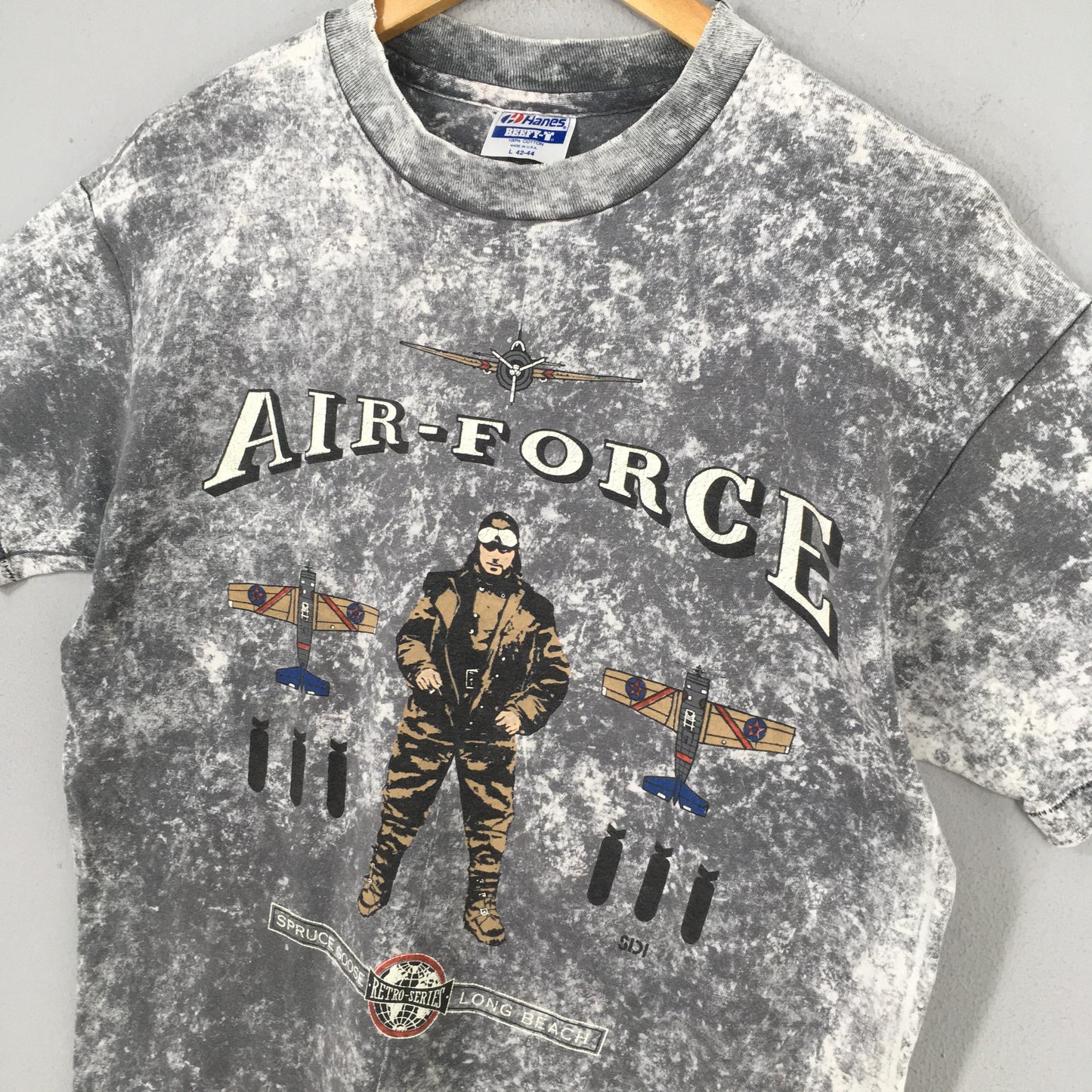Air Force Retro Series Overdyed Gray T shirt Large