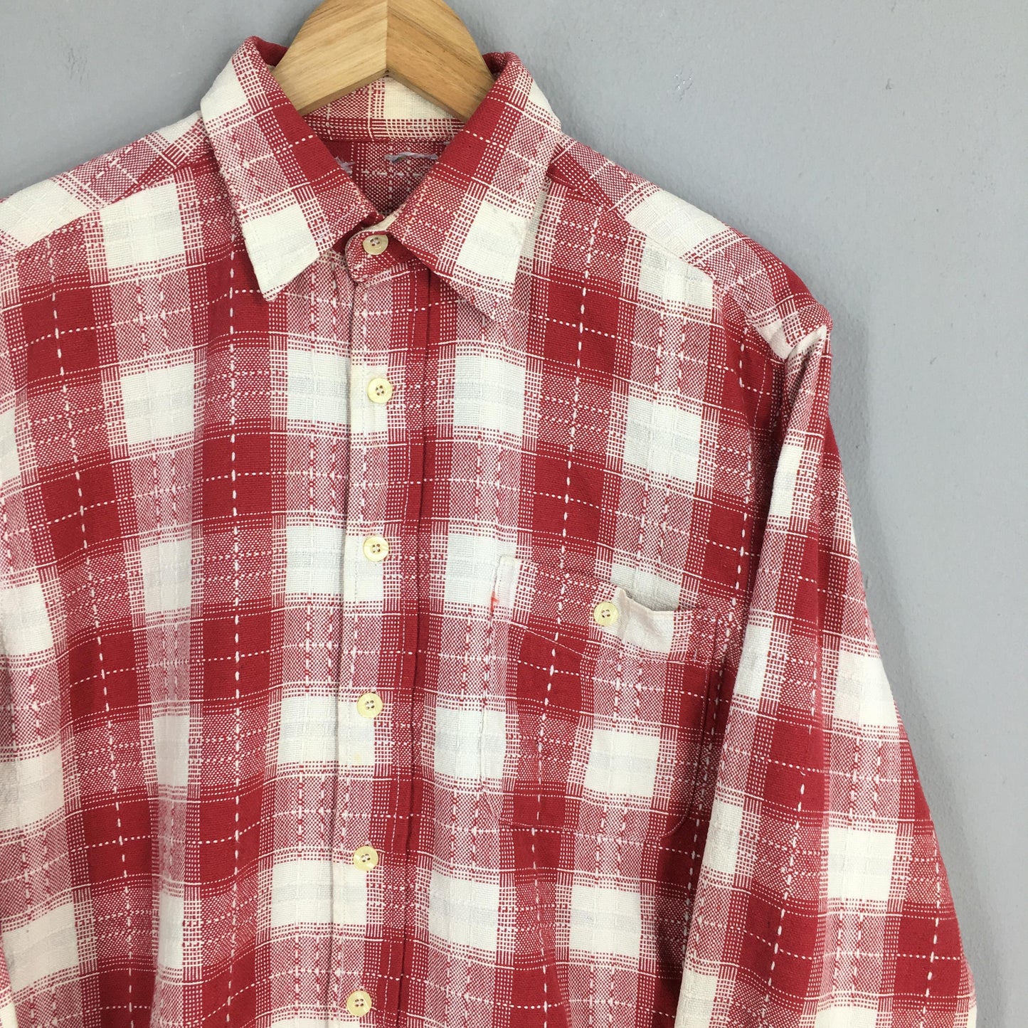 Tartan Checkered Red Western Shirt Medium