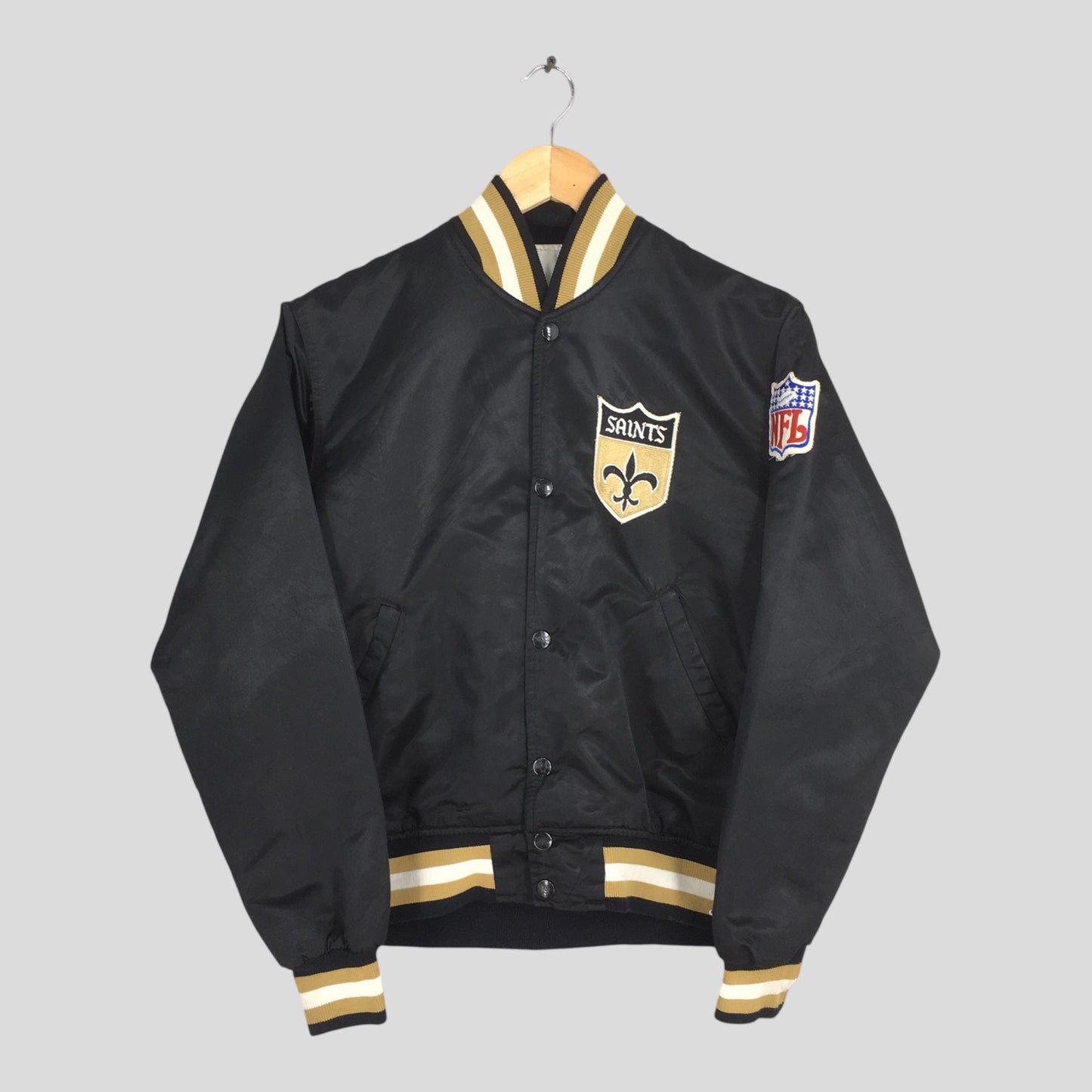 Starter New Orleans Saints NFL Black Satin Varsity Jacket Small