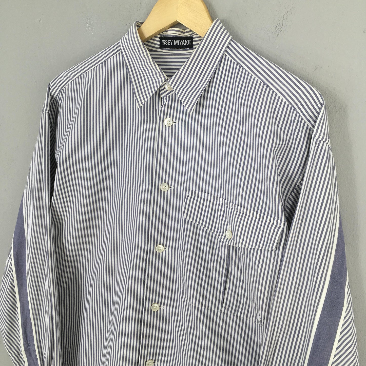 Issey Miyake Gray Striped Shirt Medium