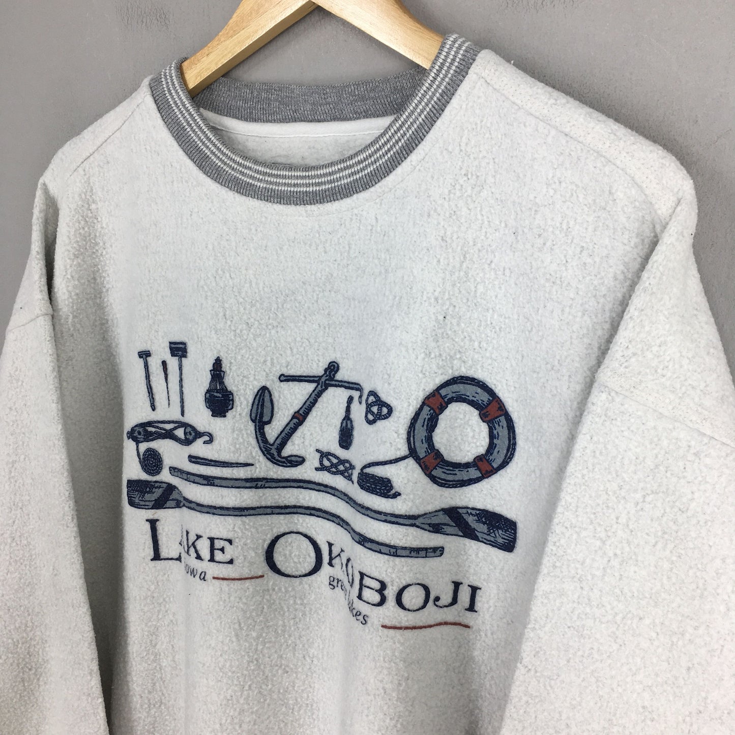 Vintage Lake Okoboji Iowa Camping Canoe Sweatshirt XLarge