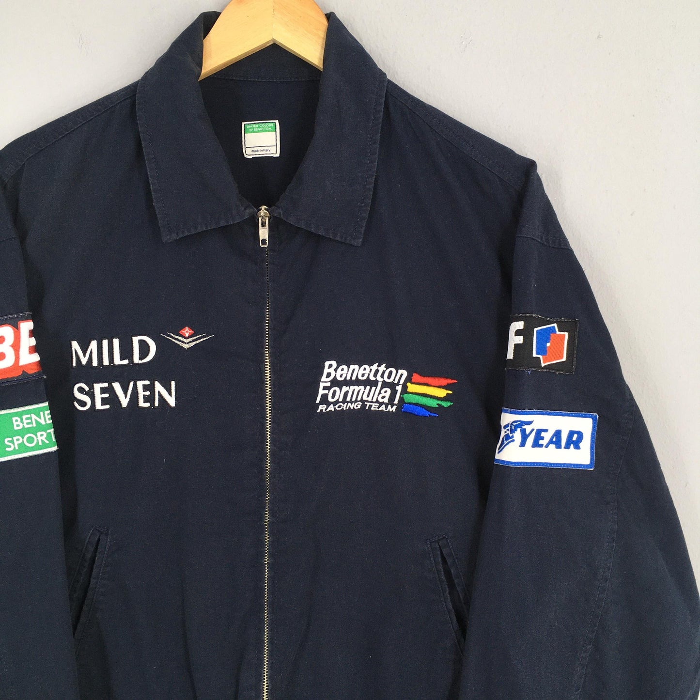 Benetton Formula 1 Embroidery Blue Harrington Jacket Medium