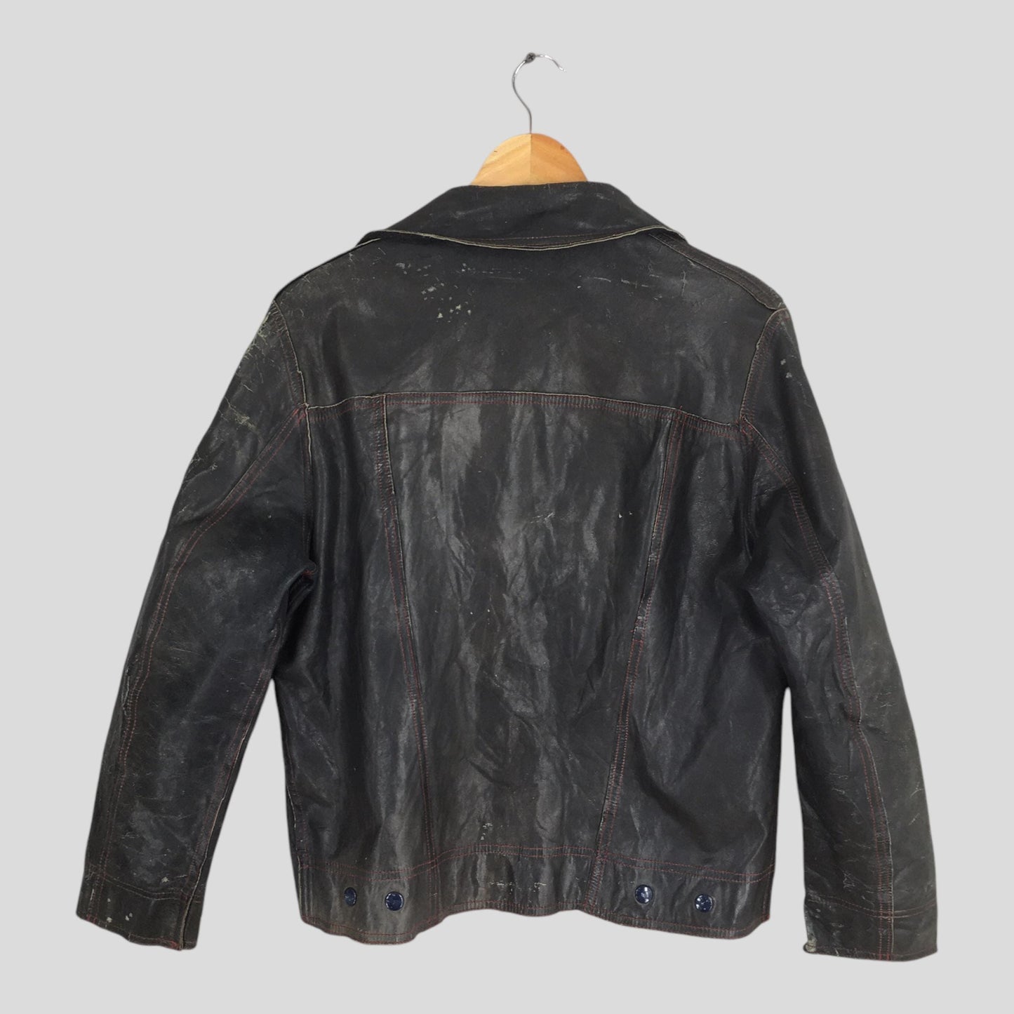 1970's Motorcycle Punk Black Suede Leather Jacket Medium