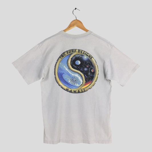 90s T&C Surf Designs Hawaii Yin Yang Surf Gray Tshirt
