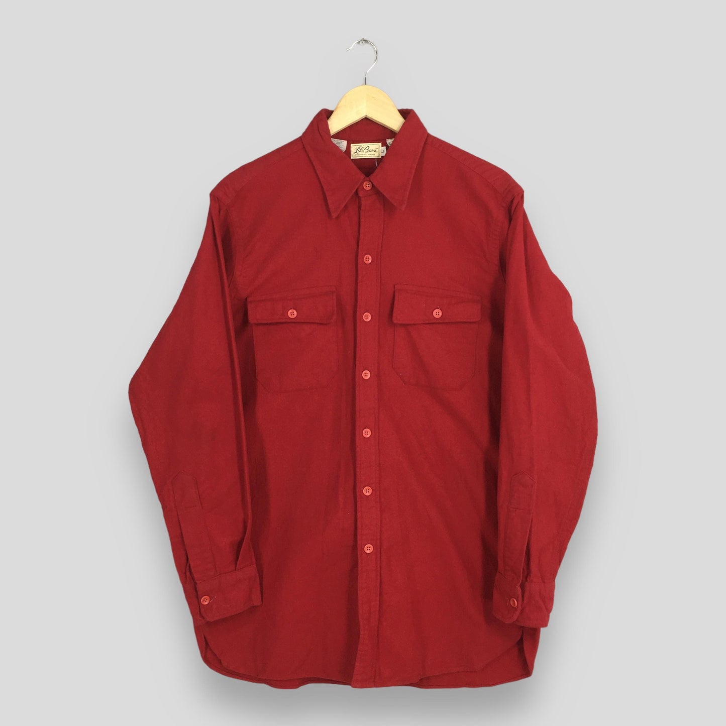 LL Bean Chamois Red Flannel Shirt Large