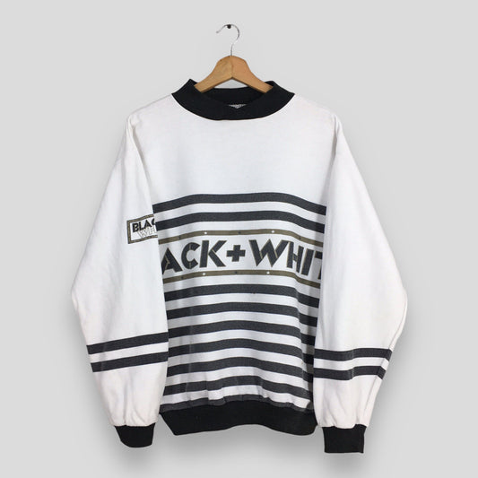 Black + White Stripes Sweatshirt Medium