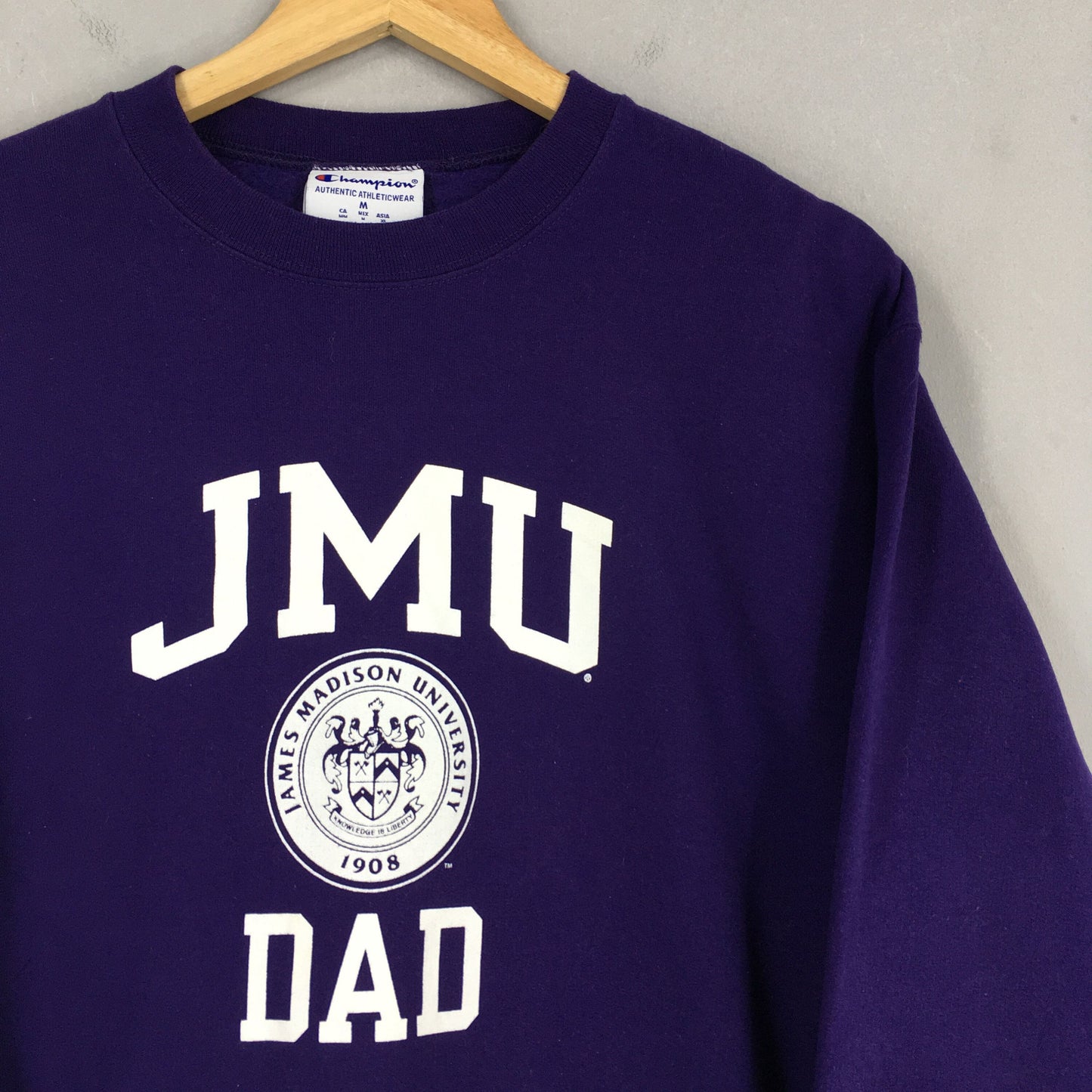 Champion James Madison JMU DAD Purple Sweatshirt Medium