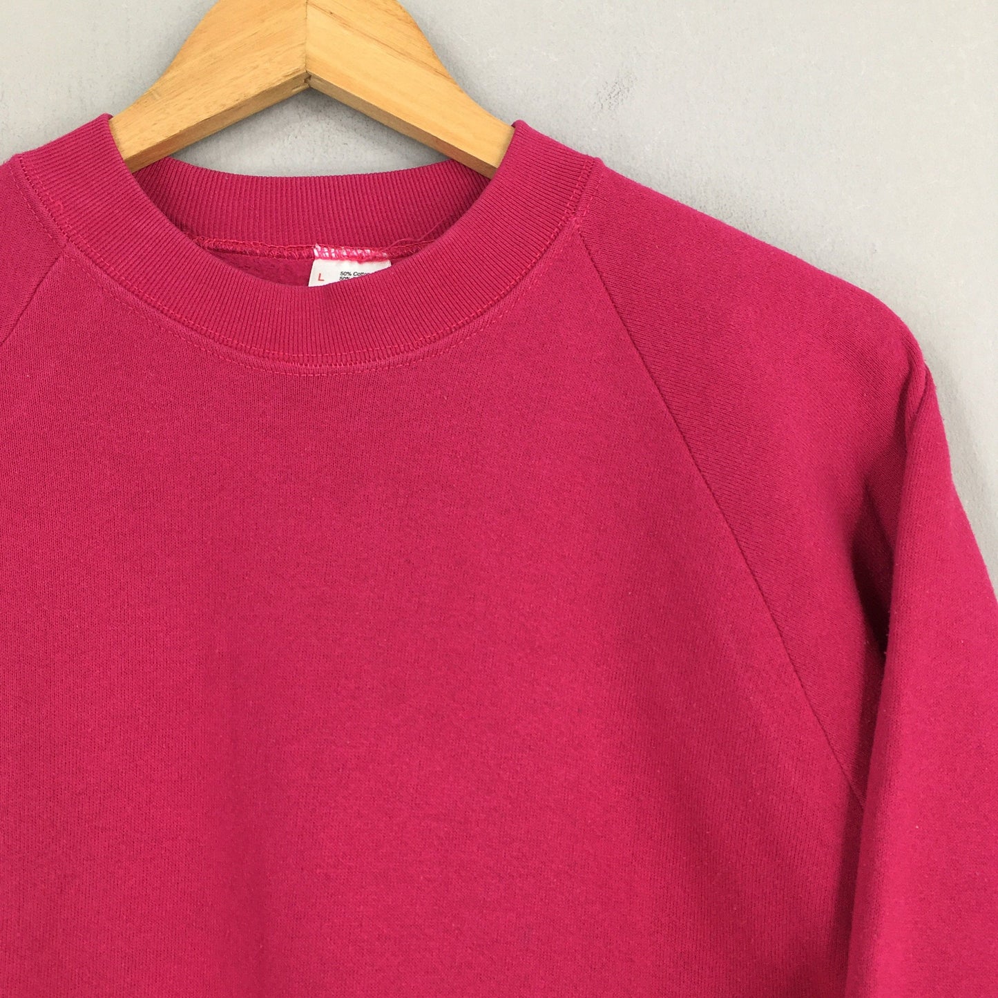 Fruit Of The Loom Pink Plain Sweatshirt Large