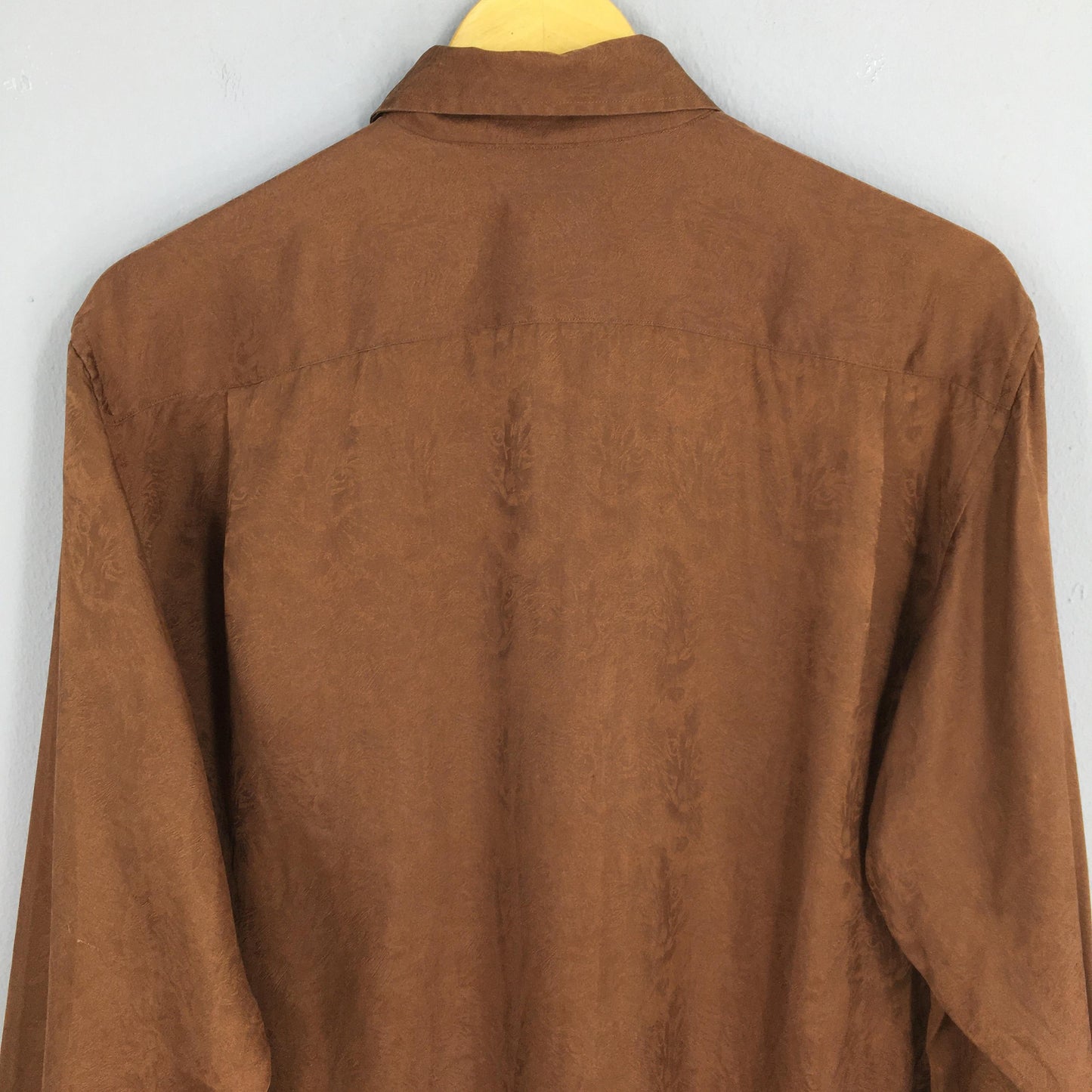 St Dupont Paris Brown Silk Shirt XLarge