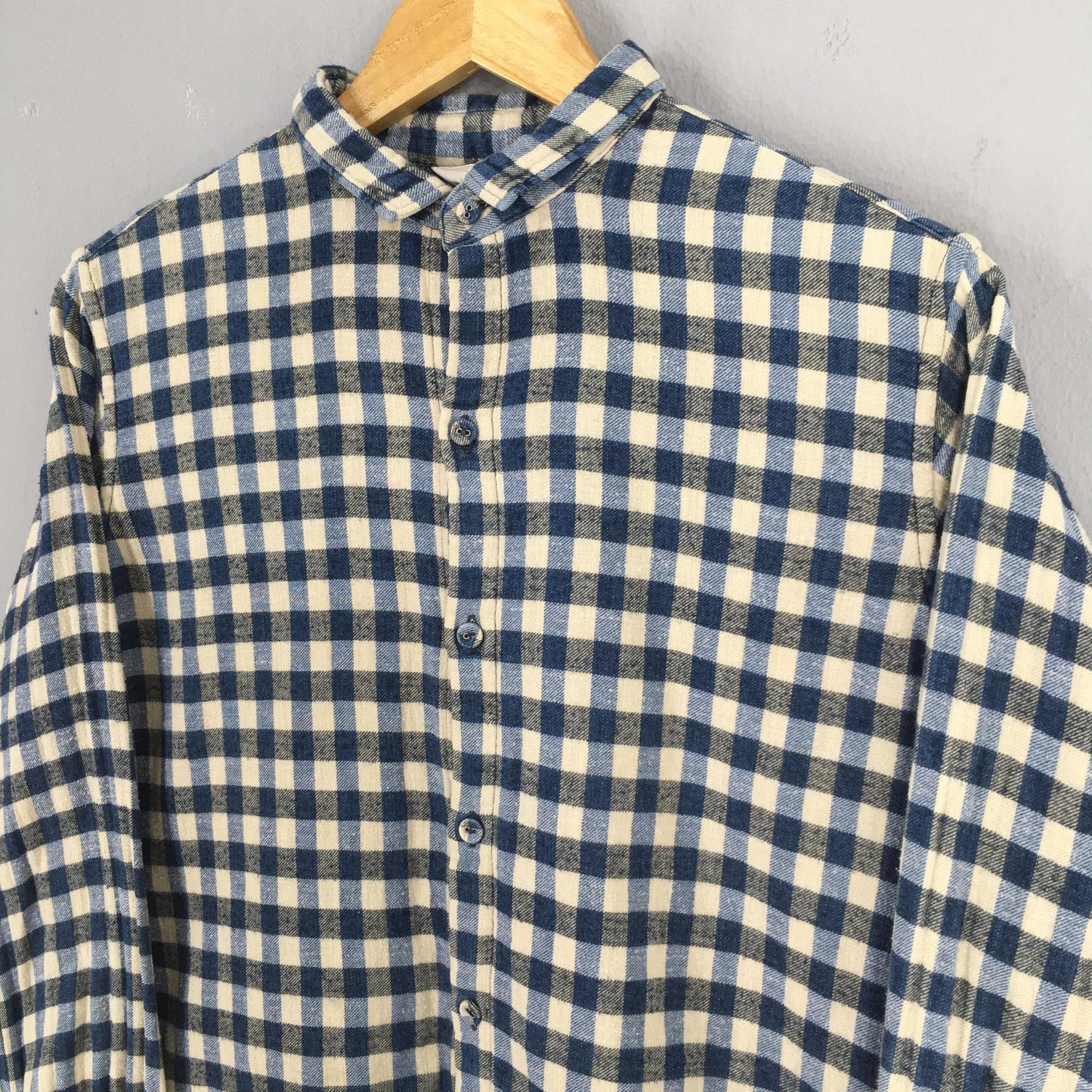 45 RPM Studio Blue Checkered Shirt Medium