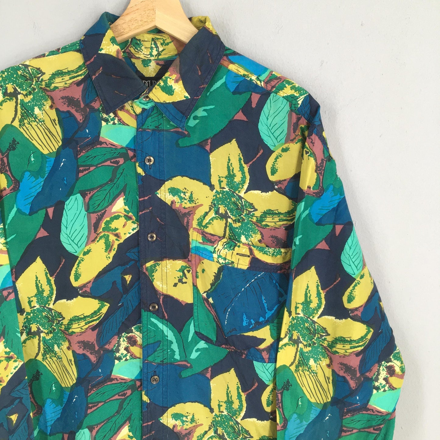 Abstract Floral Multicolor Silk Shirt Large