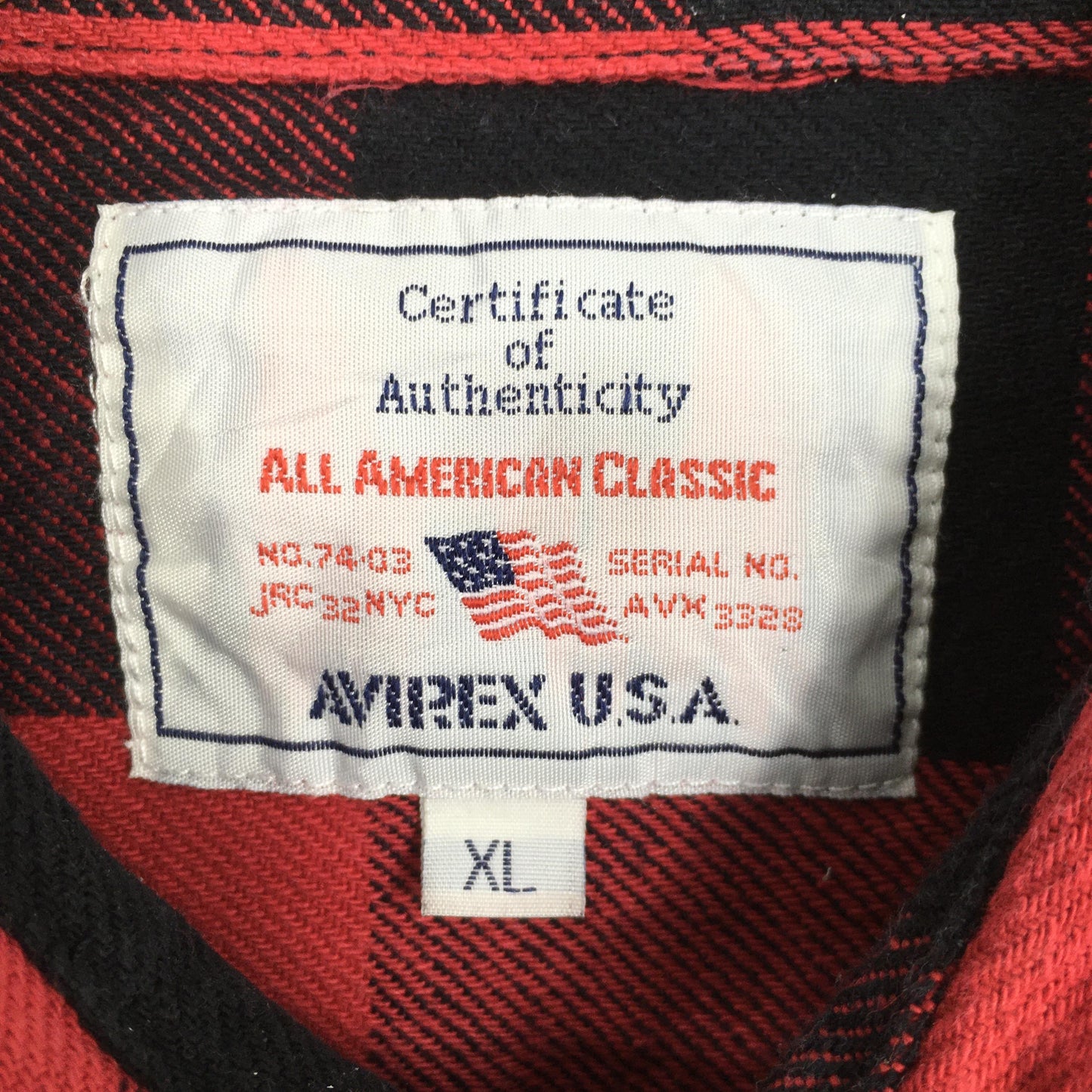 Avirex Usa Plaid Tartan Red Checkered Flannel Shirt XLarge