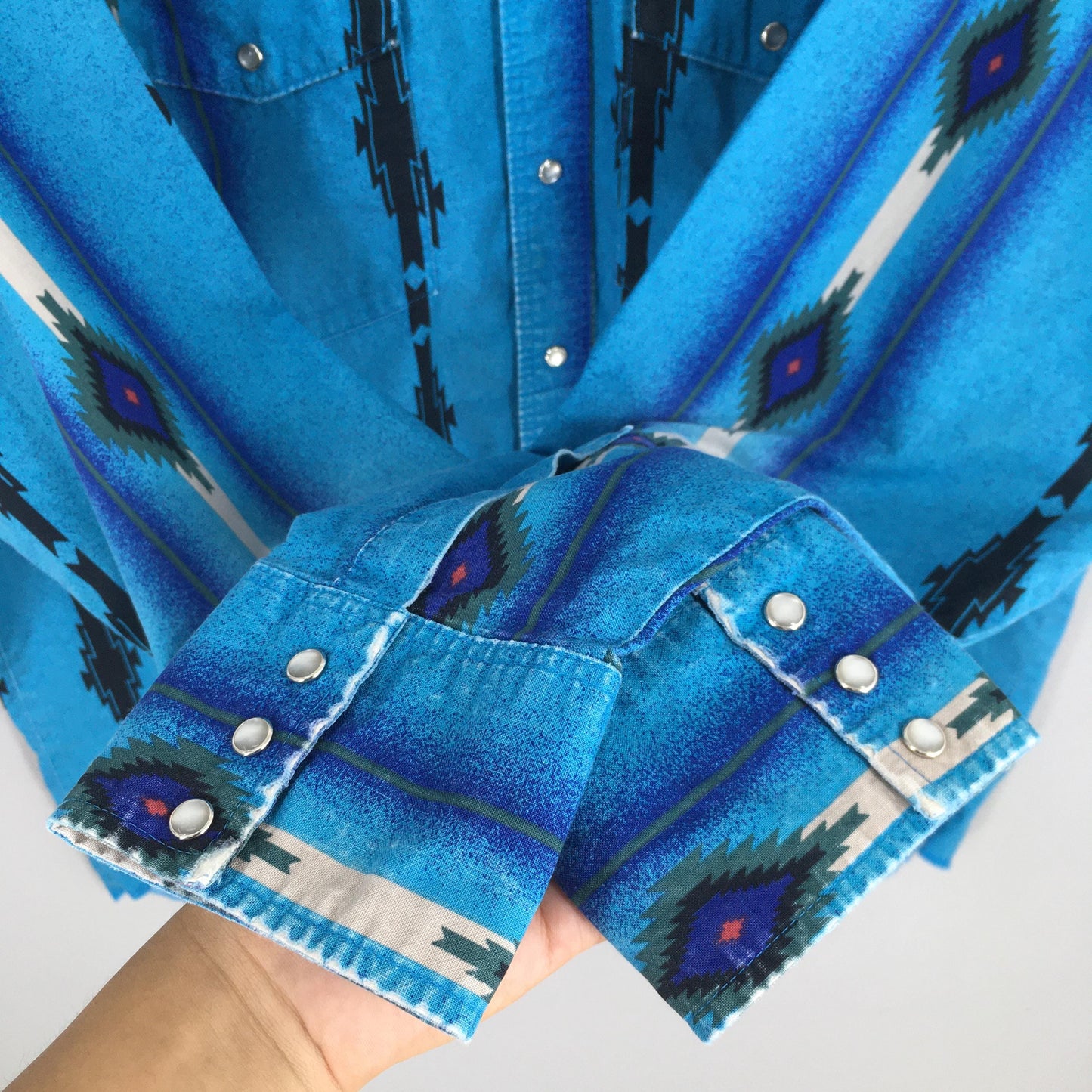 Wrangler Aztec Navajo Brushpopper Blue Shirt 2XLarge