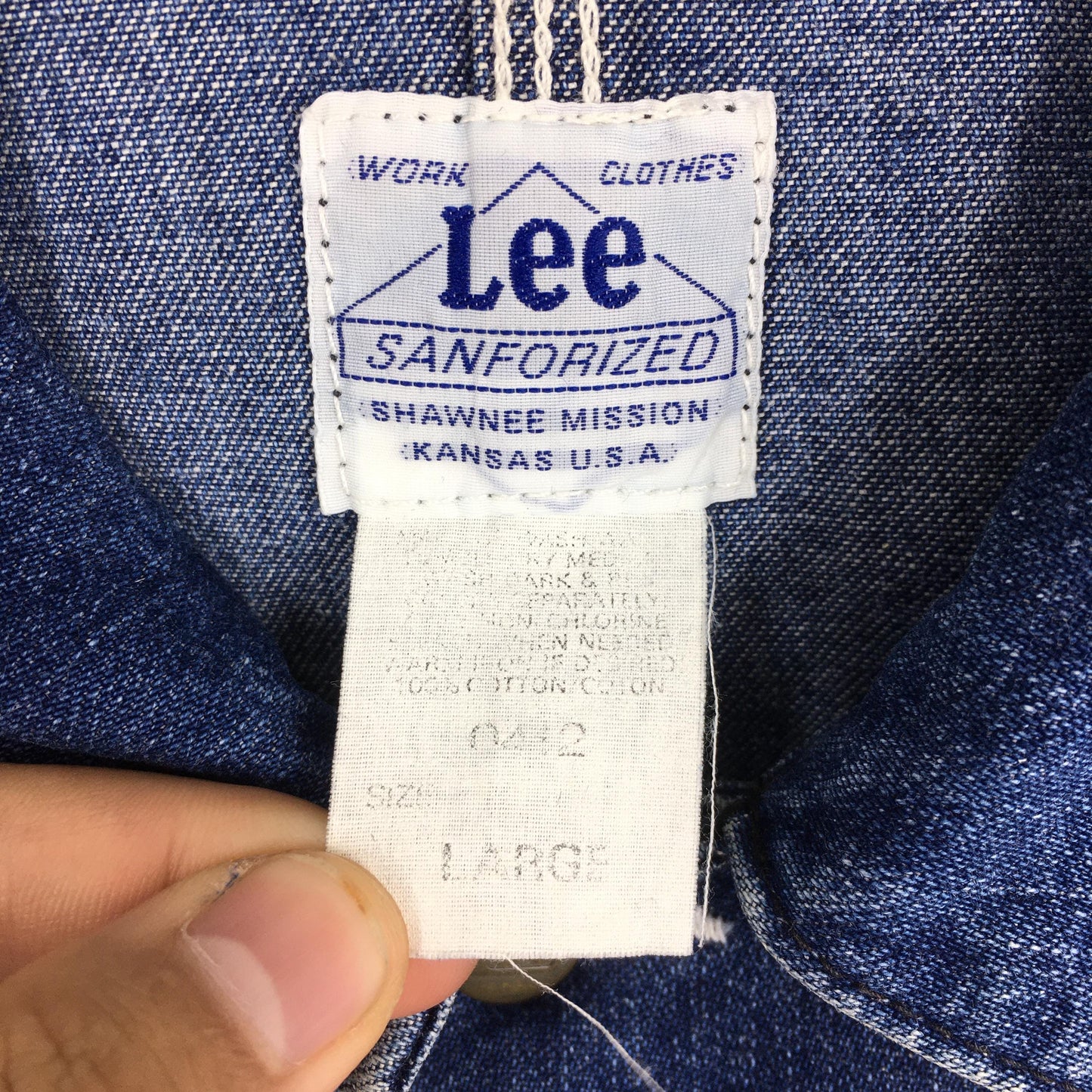 Lee Sanforized Denim Worker Jacket Large