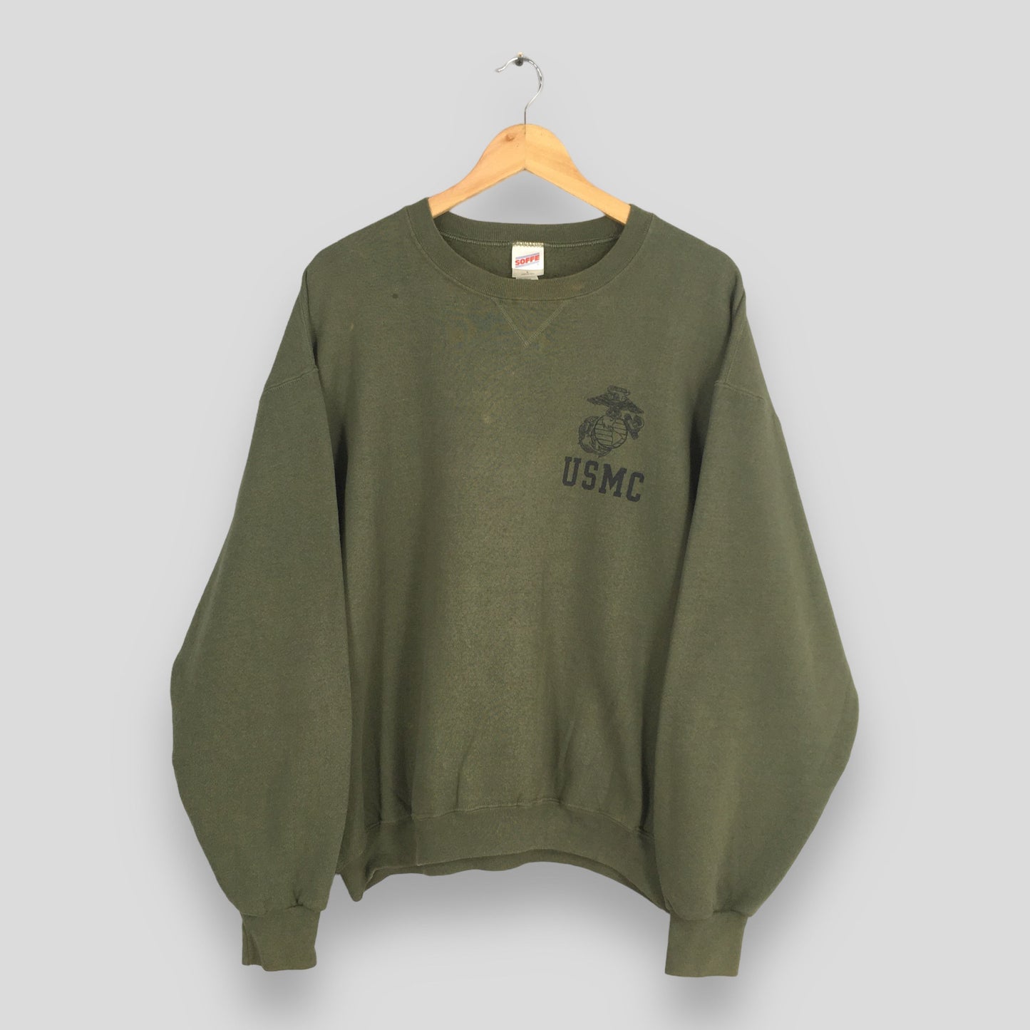 Usmc Marines Olive Green Sweatshirt Large