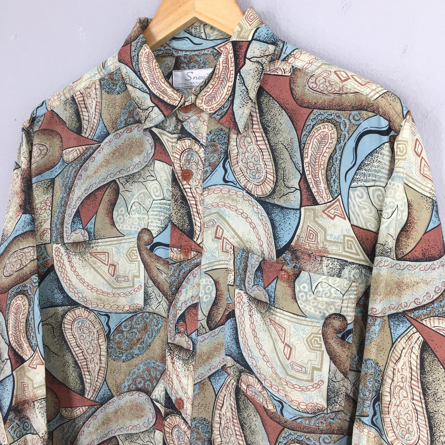 Paisley Floral Casual Silk Shirt Small