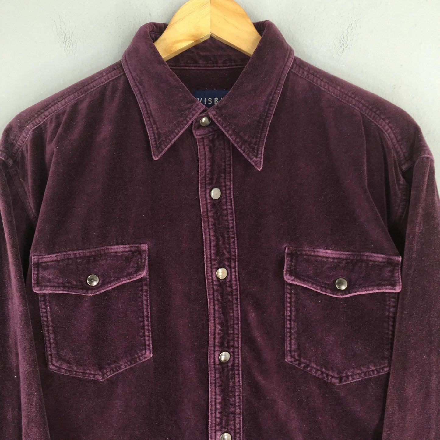 Visby Plain Purple Velvet Shirt Large