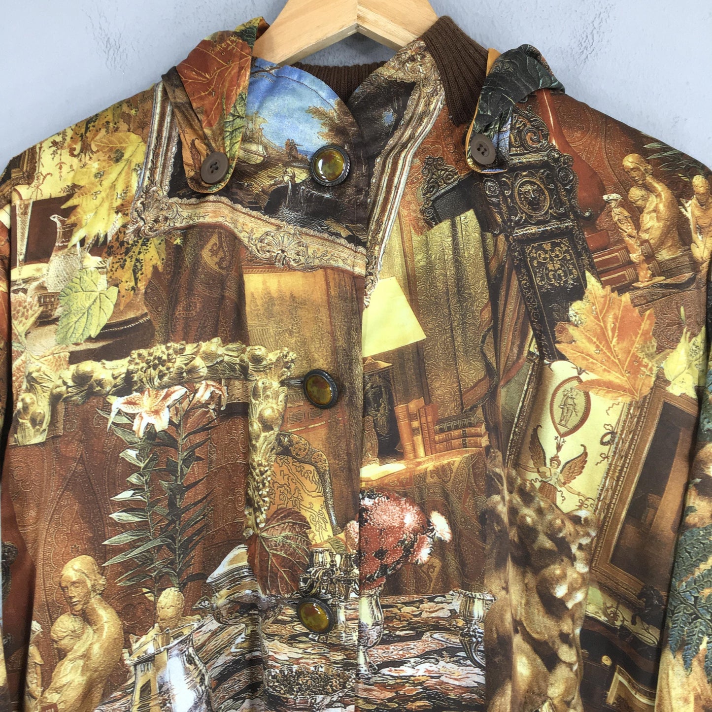 1990s Royalty Baroque Silk Hoodie Jacket Large