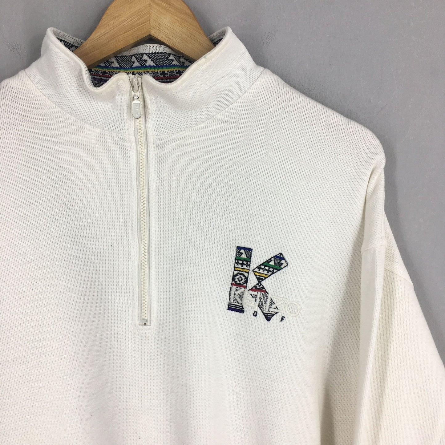 Kenzo Golf White Half Zip Sweater Large