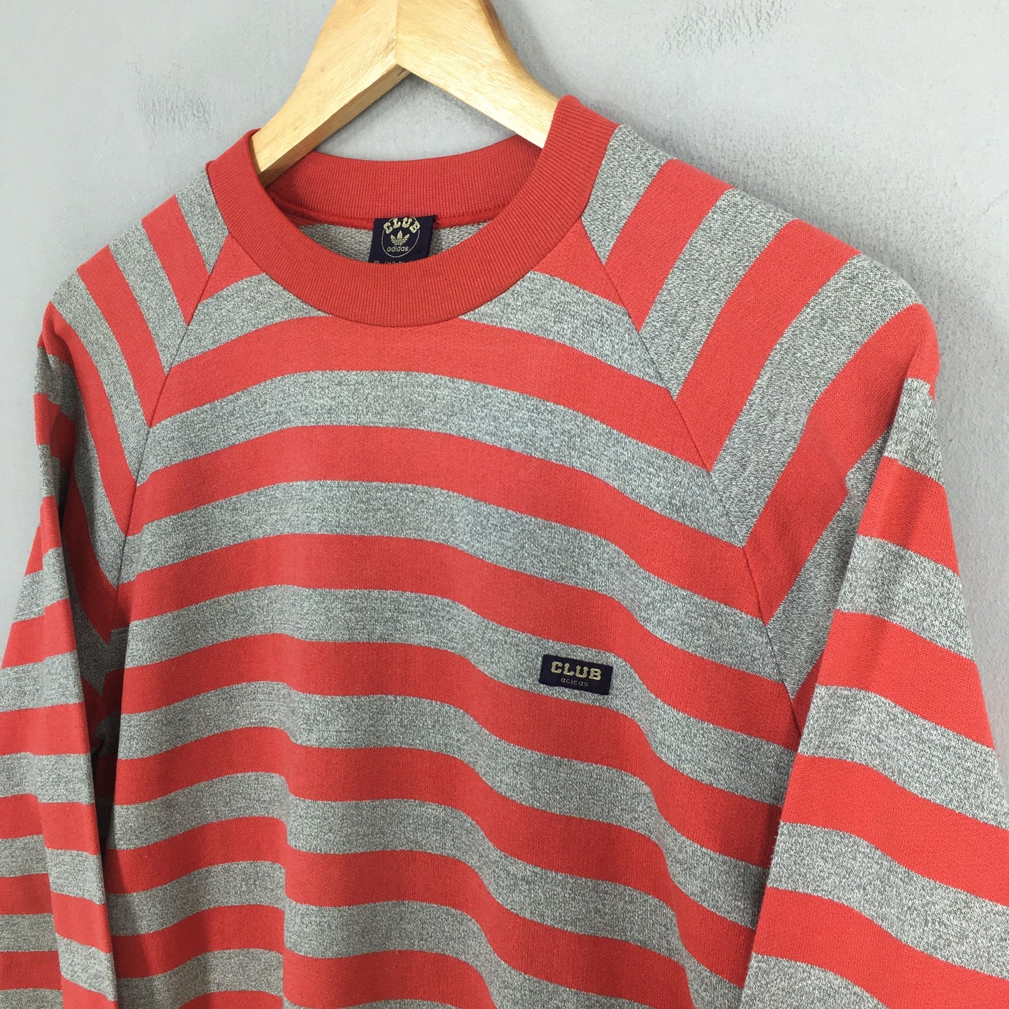 Adidas Striped Red Gray Sweatshirt Small