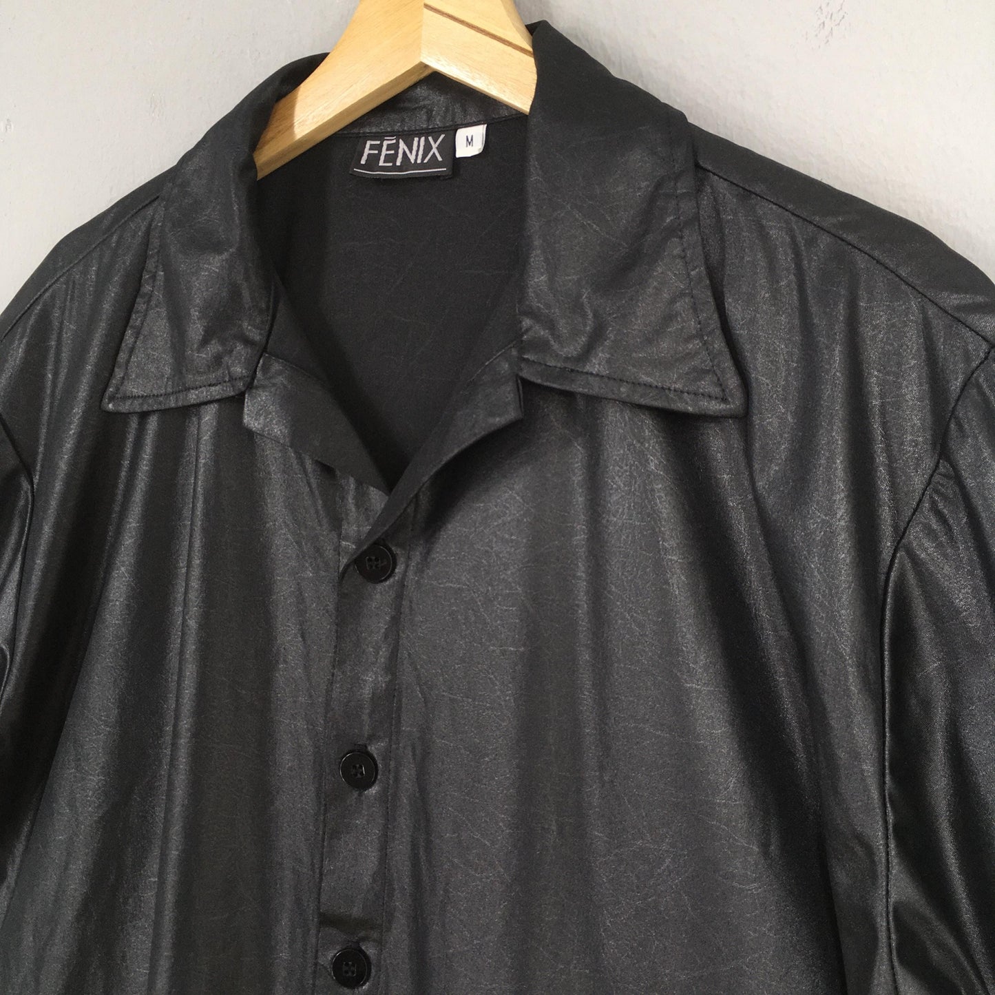 Fenix Black Plain Polyester Shirt Medium