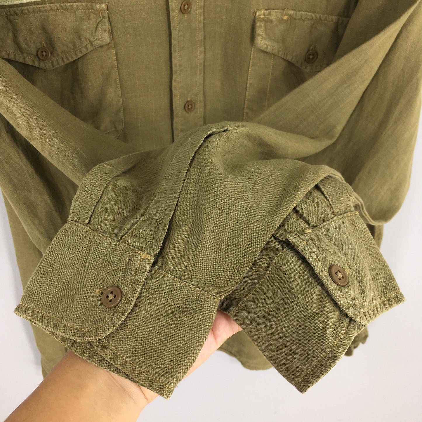 Polo Ralph Lauren M65 Olive Green Linen Shirt Large