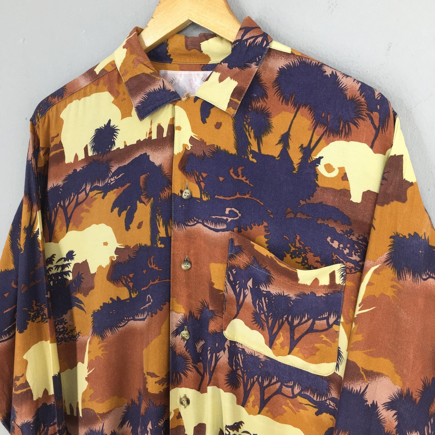 Jungle Abstract Rayon Shirt Large
