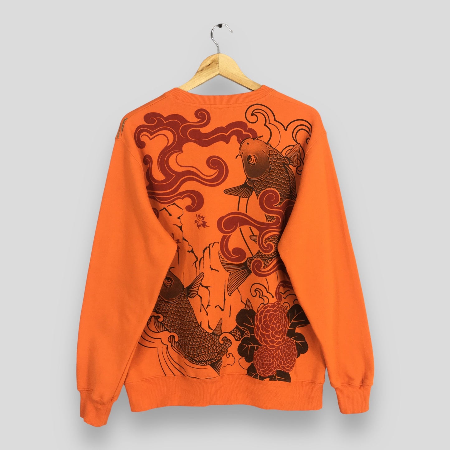 Fish Koi Sukajan Japan Orange Sweatshirt Large