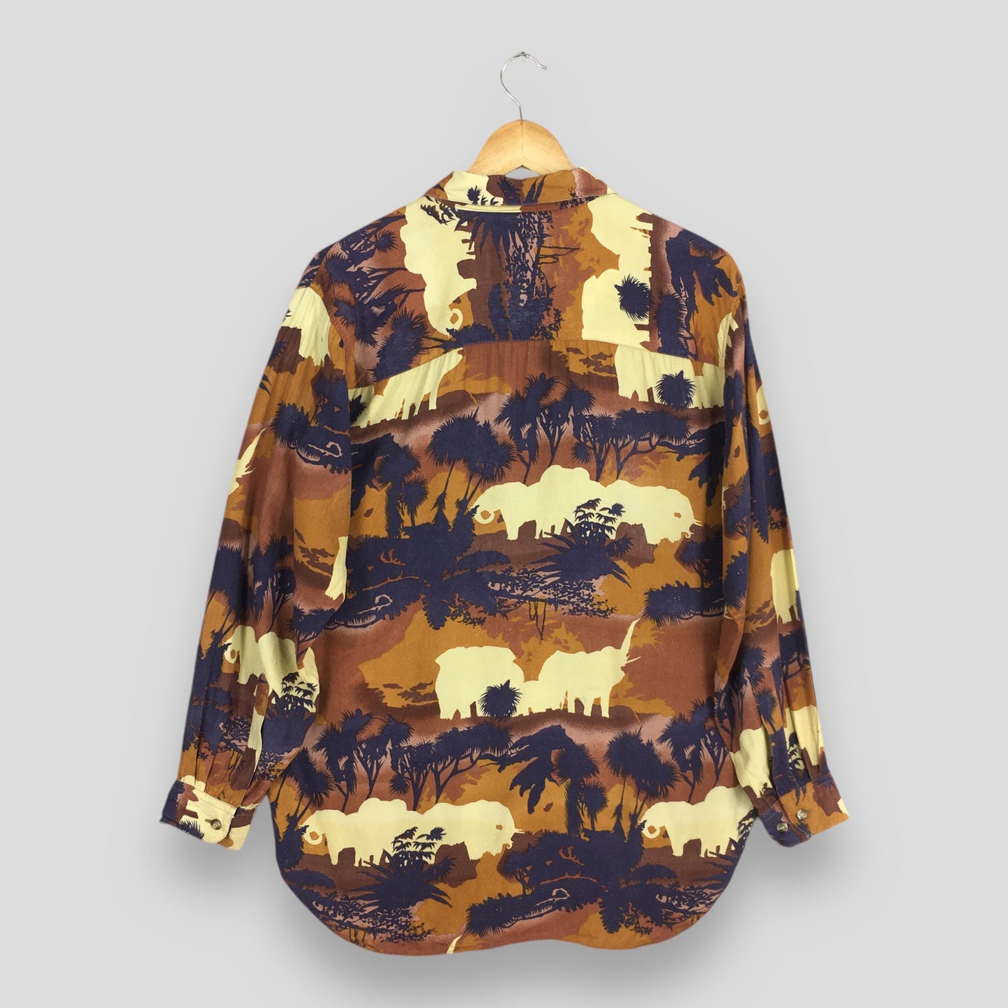 Jungle Abstract Rayon Shirt Large