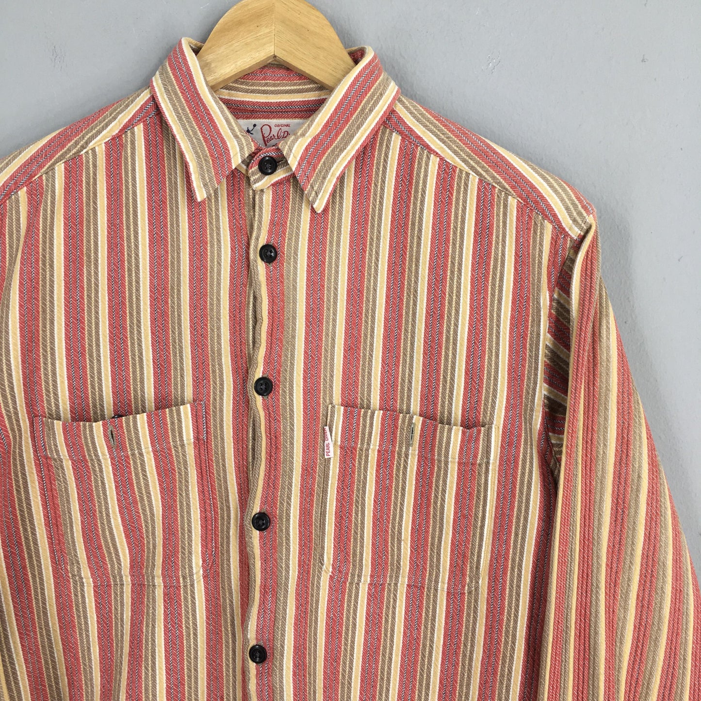 Pear Diver Vertical Stripes Flannel Shirt Medium